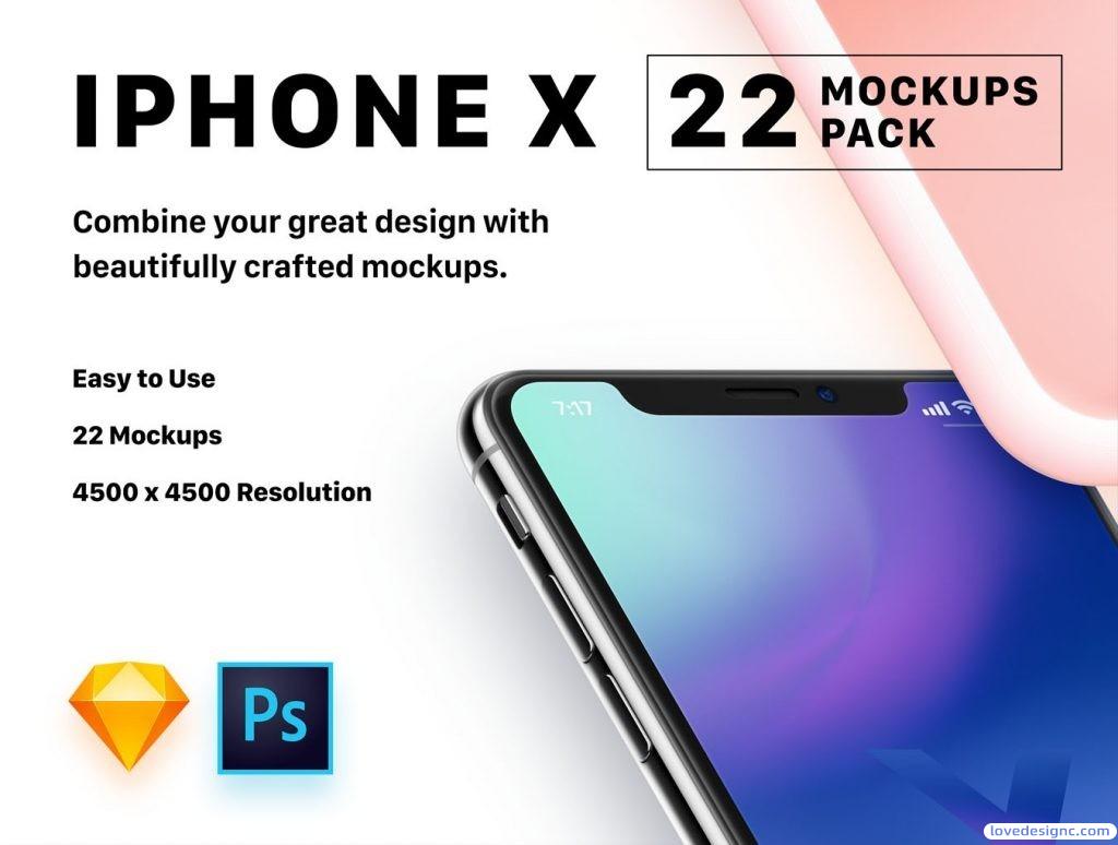 优秀的iPhone X模型包Mockups Pack-爱设计爱分享c