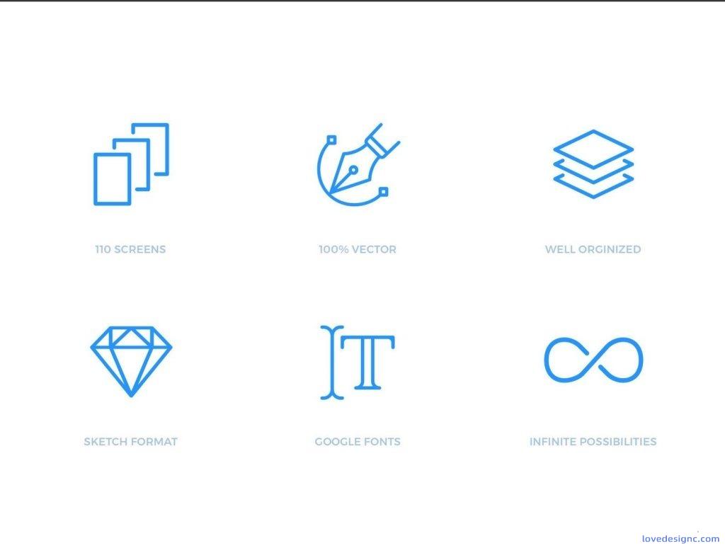 高品质完整的app设计UI源文件和线性图标-爱设计爱分享c