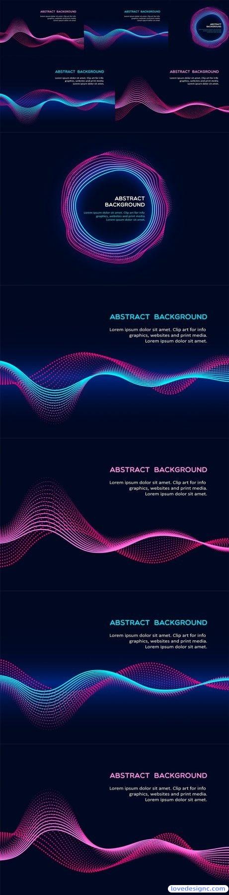 5款彩色动态概念波浪高清矢量背景图素材-爱设计爱分享c
