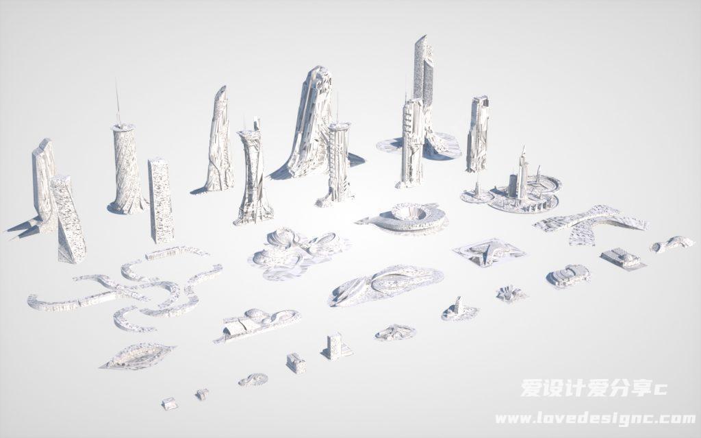 图片[2]-科幻城市乌托邦-素模（模型合集）-爱设计爱分享c