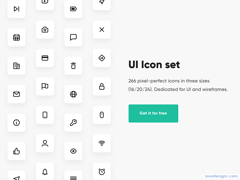 266个用于UI和线框图的免费图标-爱设计爱分享c