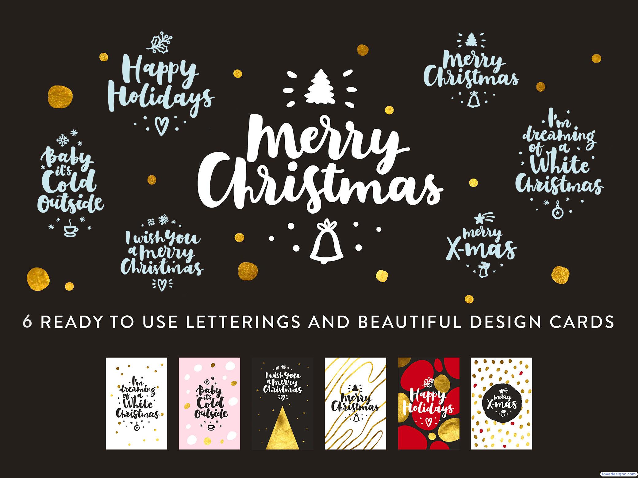 一组精美的圣诞节贺卡及字体PSD+EPS-爱设计爱分享c