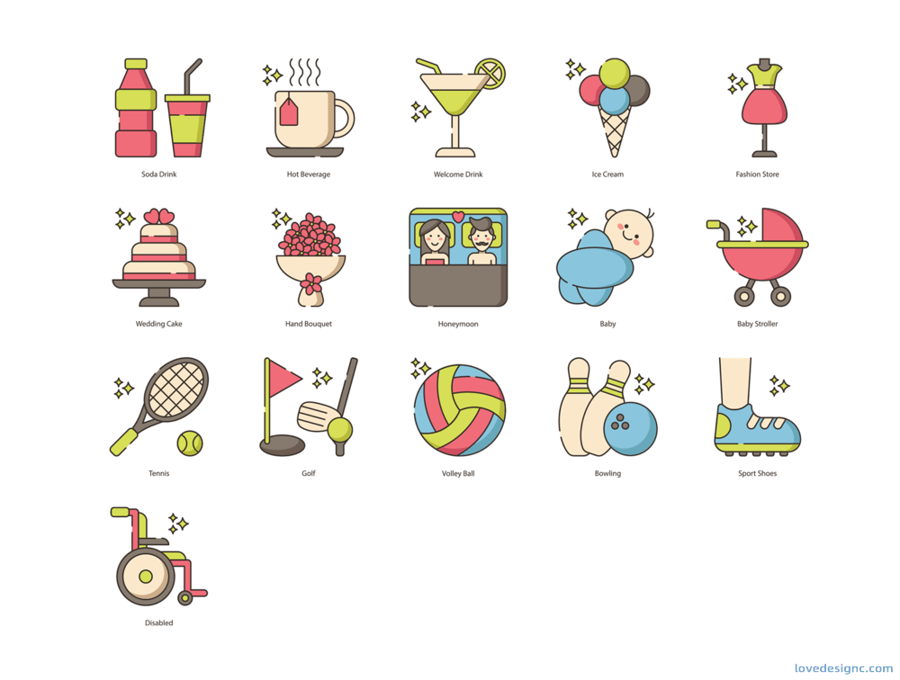 96个旅行主题彩色图标优质设计素材下载-爱设计爱分享c