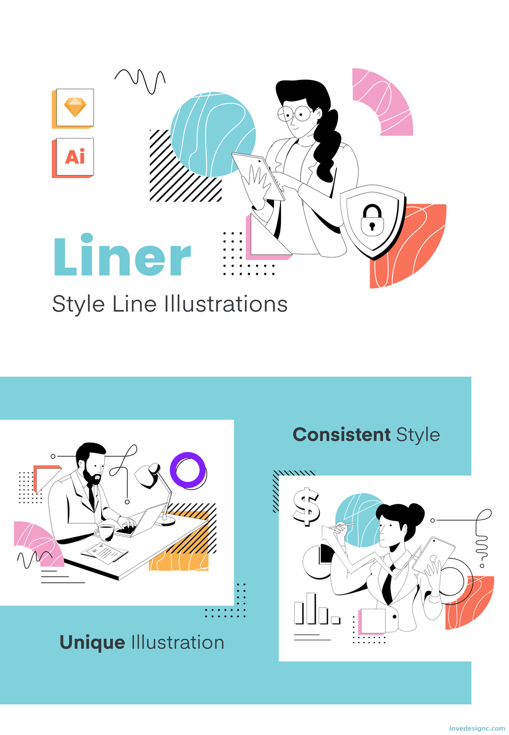 线型插图优质设计素材下载-爱设计爱分享c