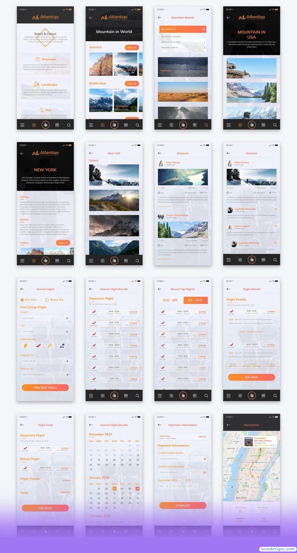 31个完整的高品质的旅行和航班预订应用app界面UI设计素材下载(提供PSD，Sketch格式源文件）-爱设计爱分享c