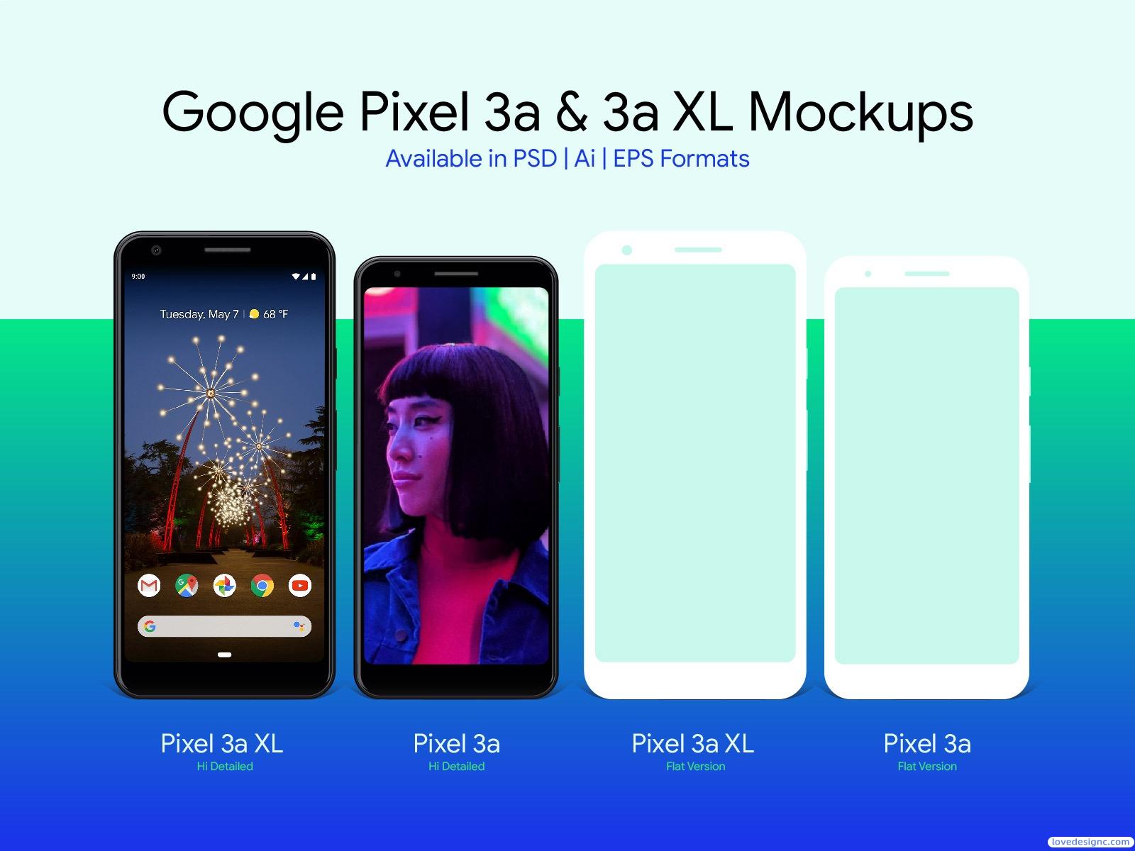 Google Pixel 3a & Pixel 3a XL Mockup-0475-爱设计爱分享c