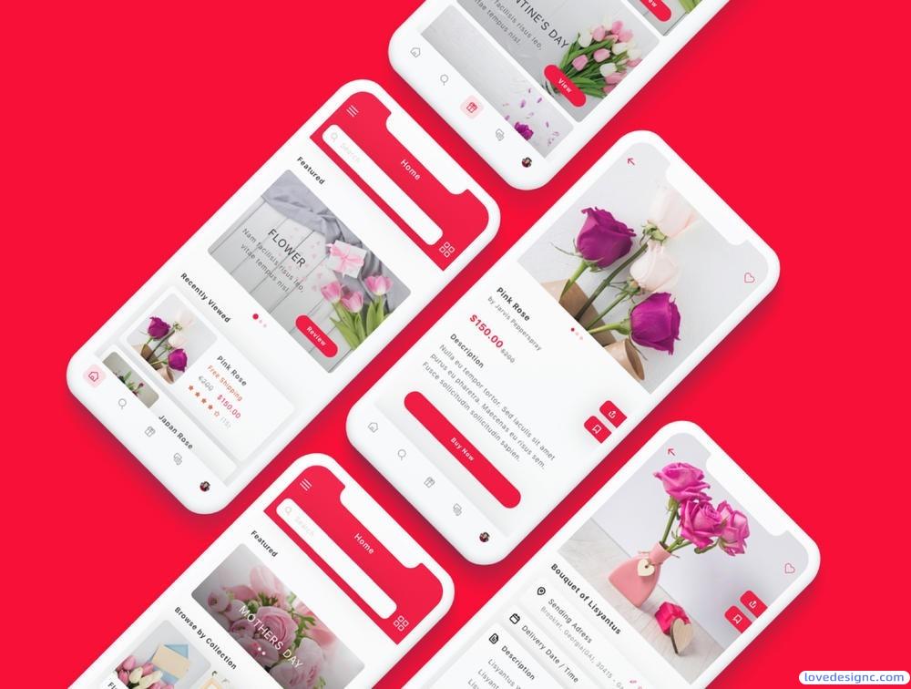 红色系礼品和鲜花递送APP优质界面设计素材下载(提供Sketch和Adobe XD格式下载）-爱设计爱分享c