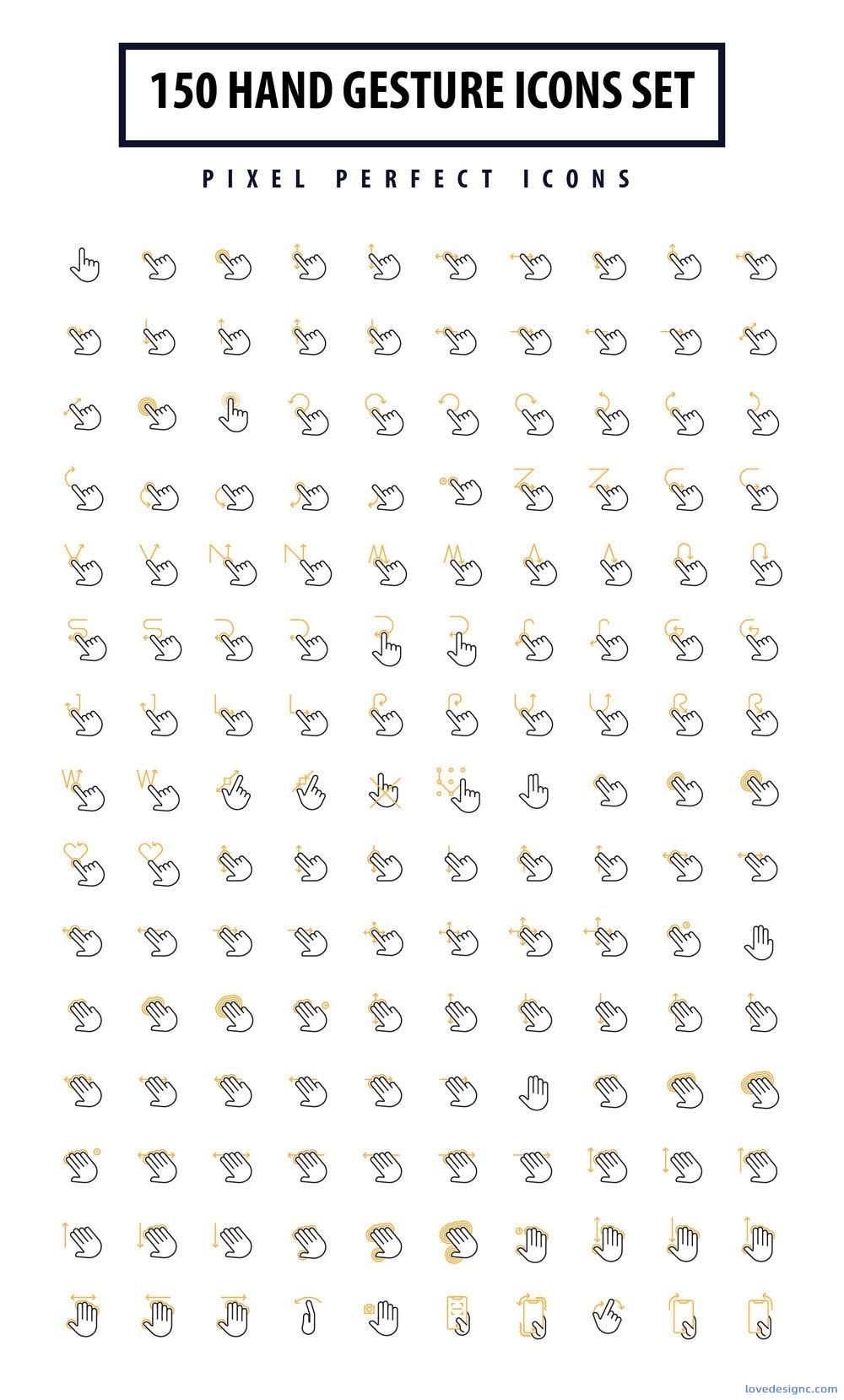 300手势像素完美图标优质设计素材下载-爱设计爱分享c