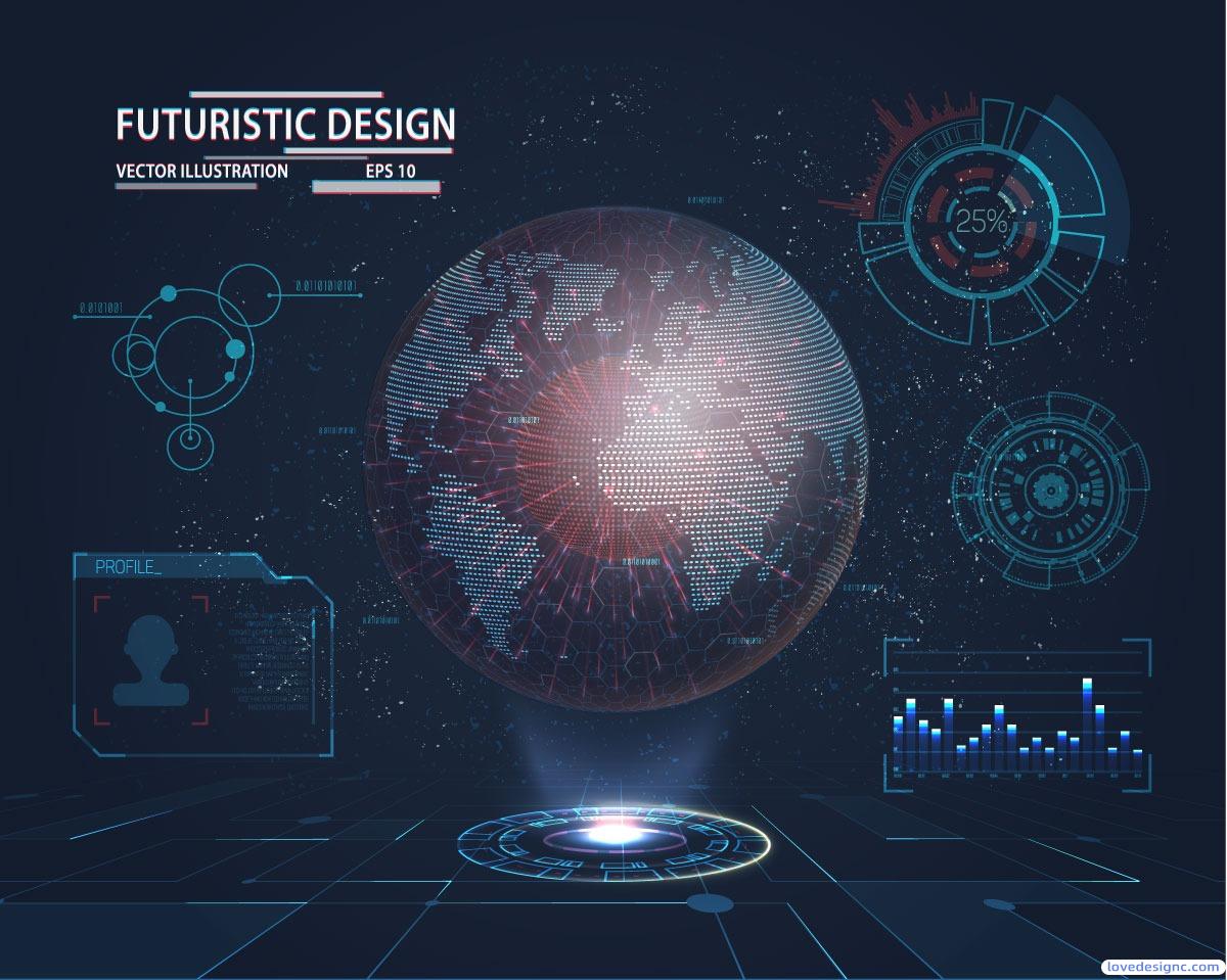 HUD30套AI矢量 HUD钢铁侠科幻未来数据信息-爱设计爱分享c