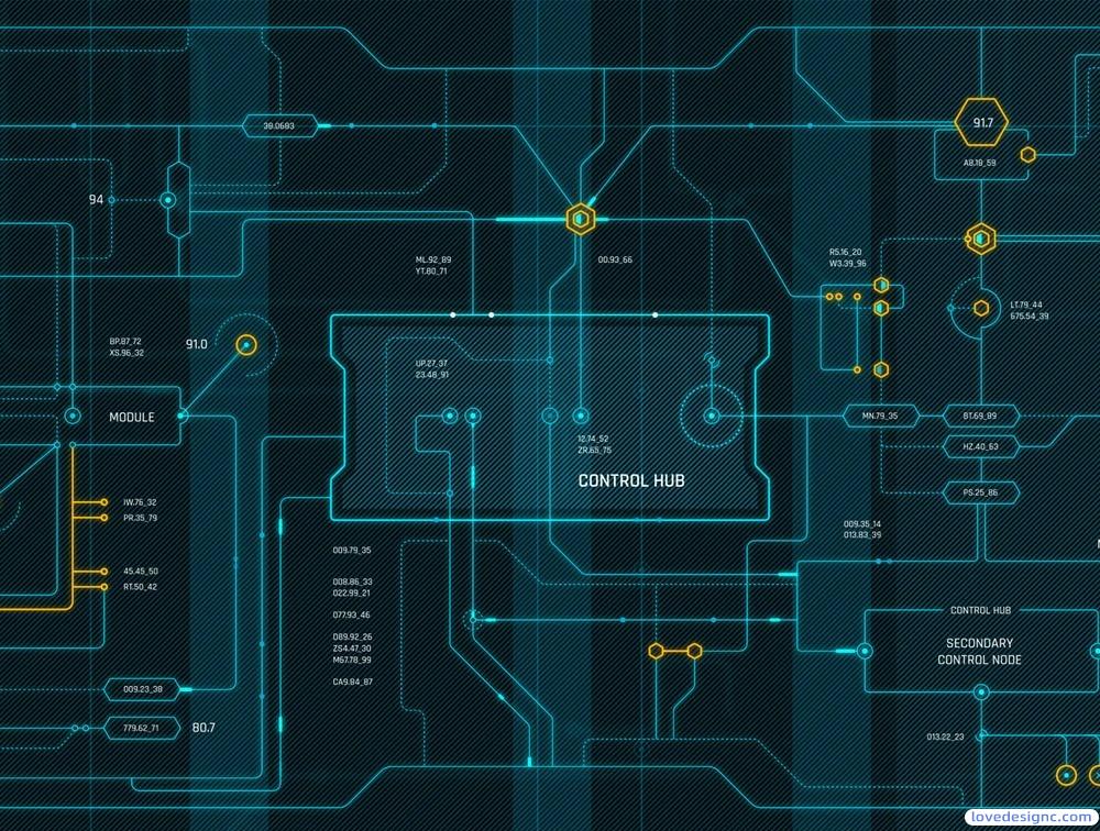 高端高品质电路设计和HUD元素包AE动态素材下载-爱设计爱分享c