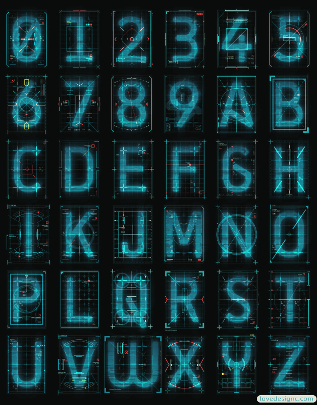矢量 HUD科幻字母数字-爱设计爱分享c