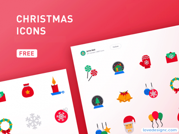 一组免费彩色圣诞节图标-爱设计爱分享c