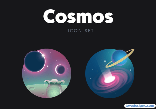 Cosmos 关于宇宙太空一组图标-爱设计爱分享c